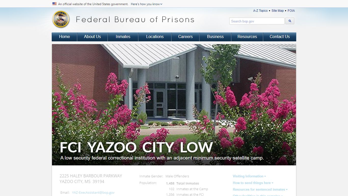 FCI Yazoo City Low - Federal Bureau of Prisons
